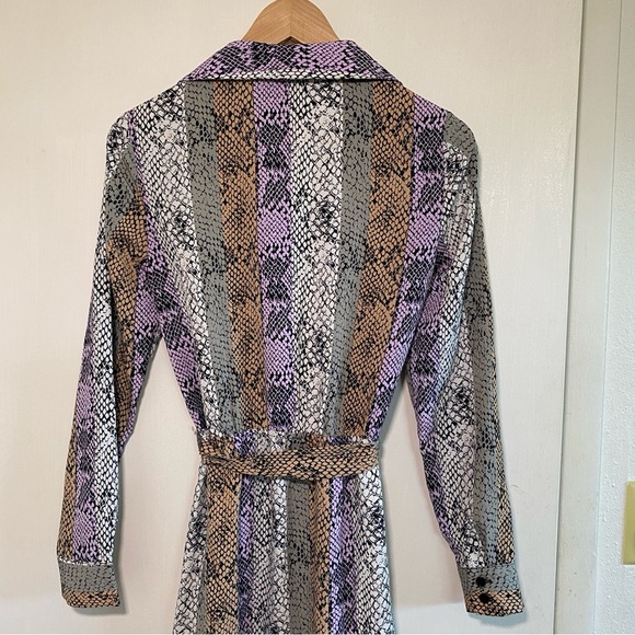 Miss Selfridge Snake Print Midi Dress In‎ Lilac Size 4 Preppy Feminine Flowy - Picture 10 of 16